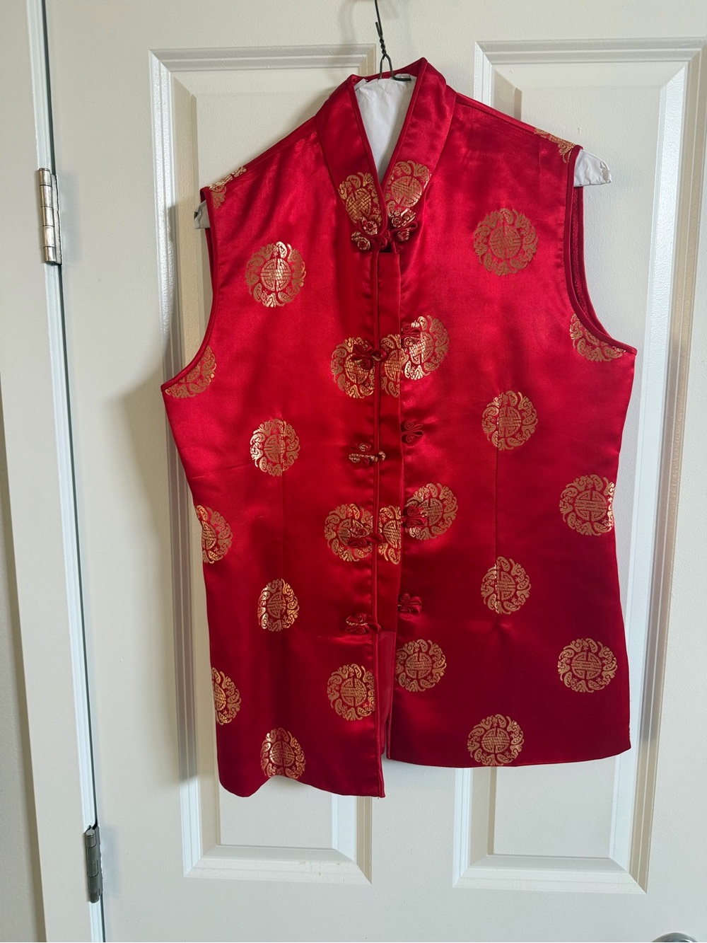 Asian style  red silk vest
